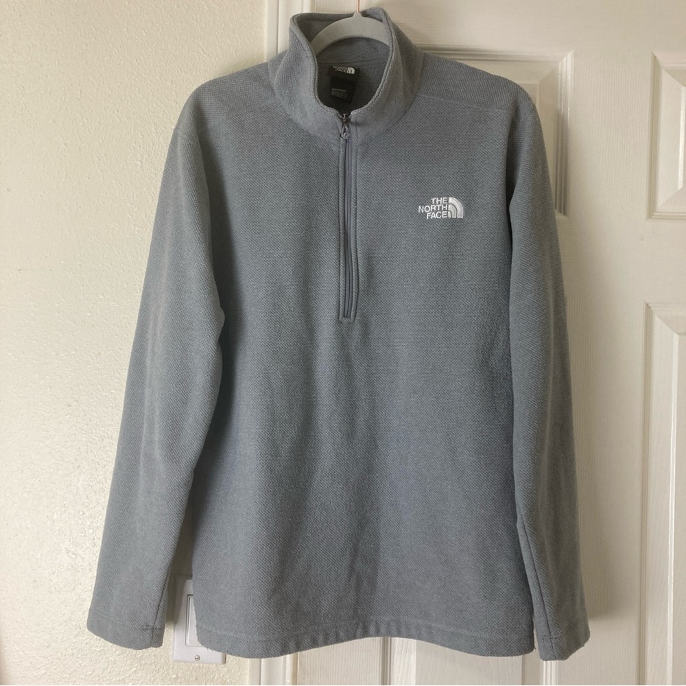 North Face Sweater Mens Large Gray Fleece 1/4 Zip Pullover Outdoors